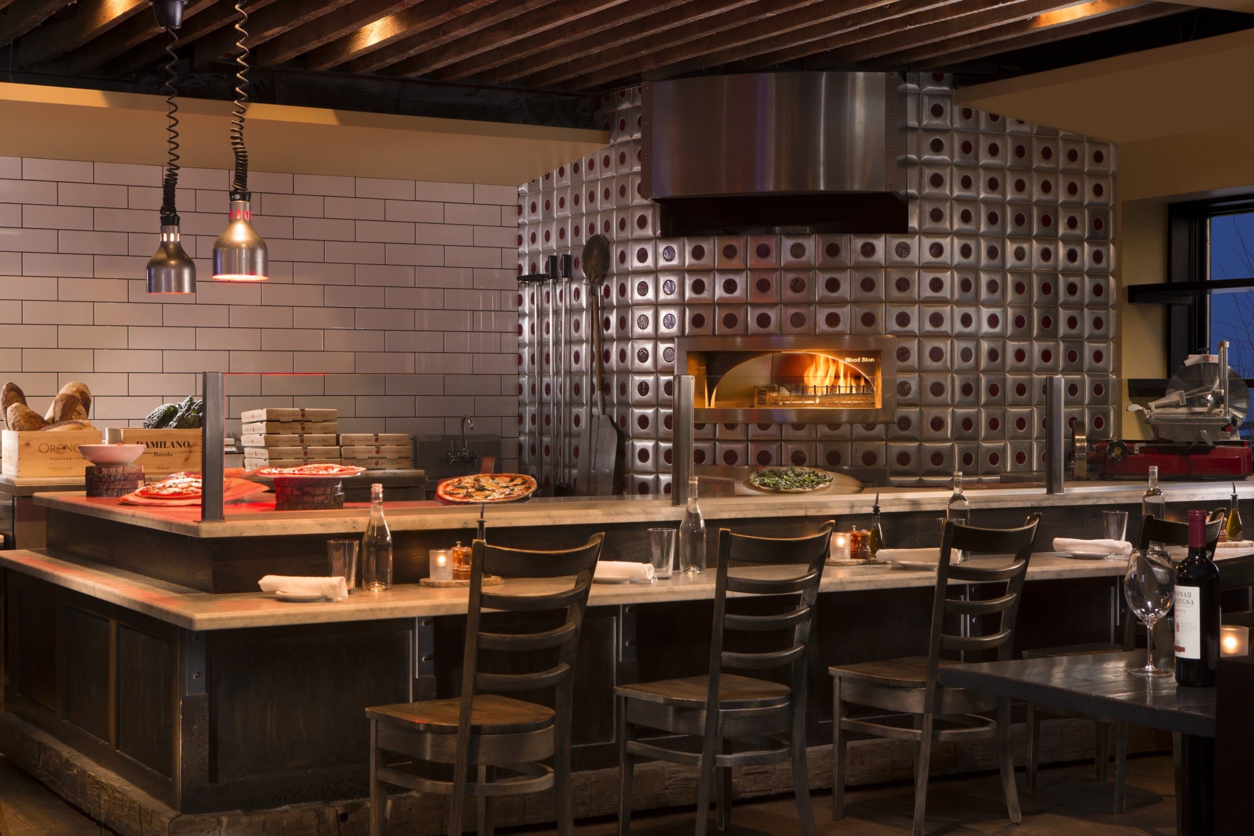 Villaggio Osteria kitchen side seating area