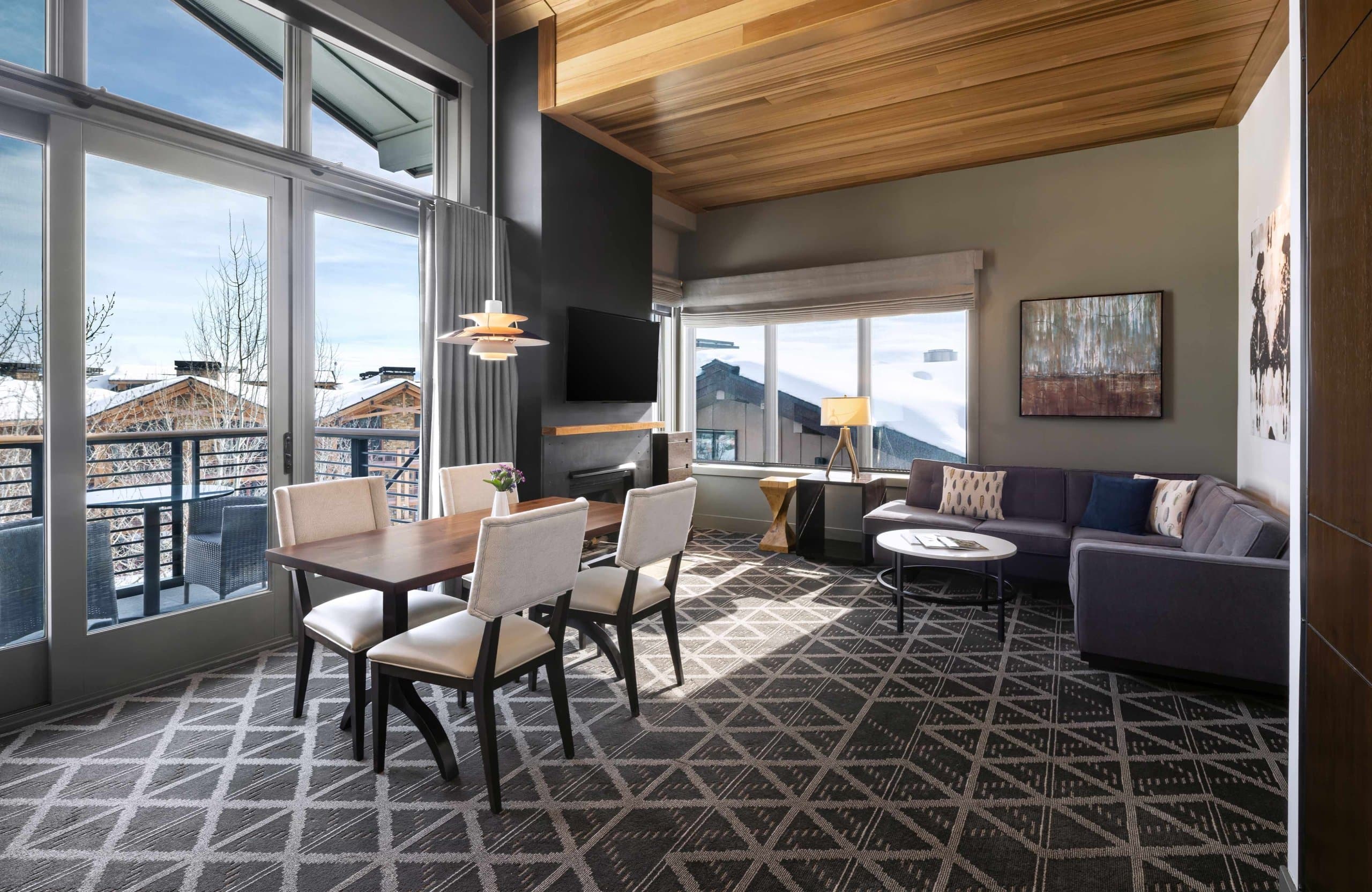 A Suite Dining and Living Room at Hotel Terra in Jackson Hole, Wyoming.