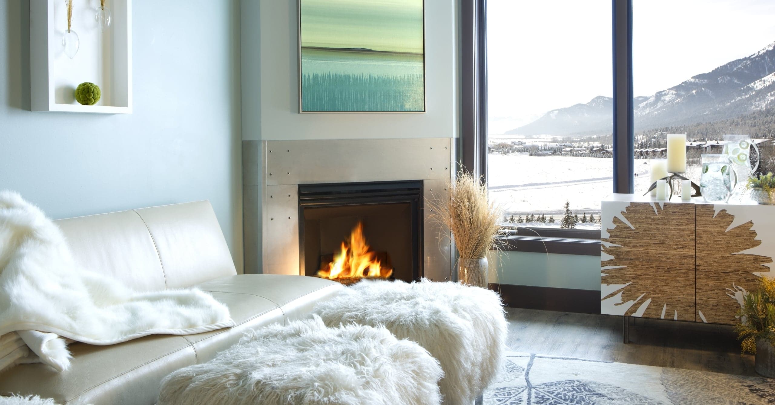 fireplace in Chill Spa lounge