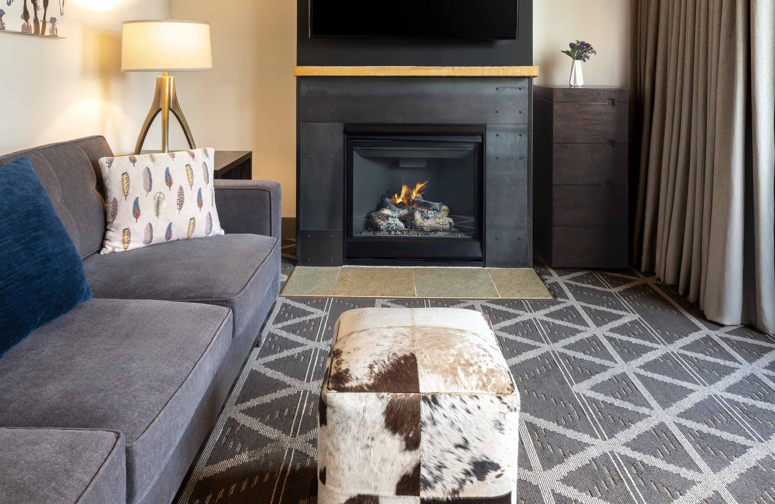 Hotel Terra Junior Suite Living Room and Fireplace