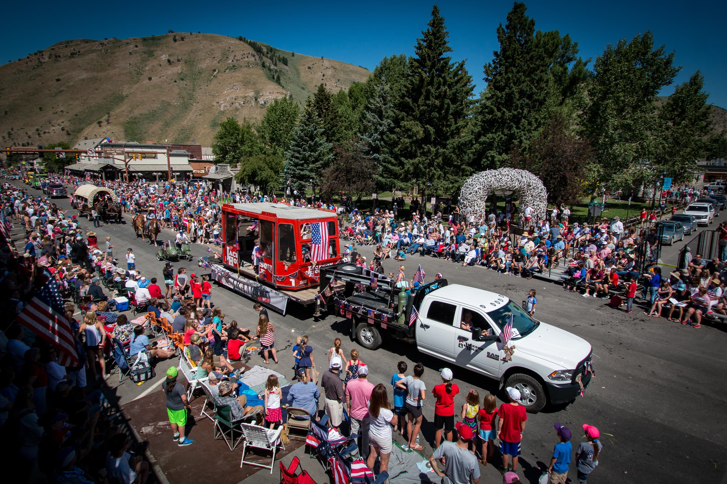 A parade going through the town of Jackson